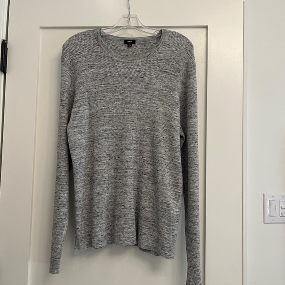 Vince Men's Knit Crewneck Thermal Sweater Sz L Heather gray NEW - Picture 5 of 5